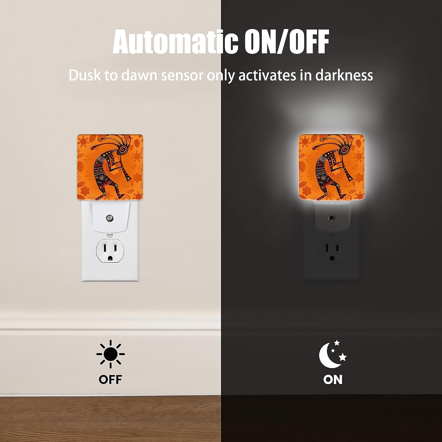 Ethnic African Deity Night Light, Kokopelli Plug into Wall with Dusk to Dawn Light Sensors, Warm Nightlights for Bedroom…