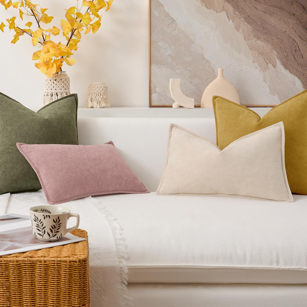 KevinTextile Kevin Textile Waterproof Decorative Pillow Covers Mustard Yellow 22x22 Inch Pack of 2 Soft Boucle Textured Euro Pillowcases El…