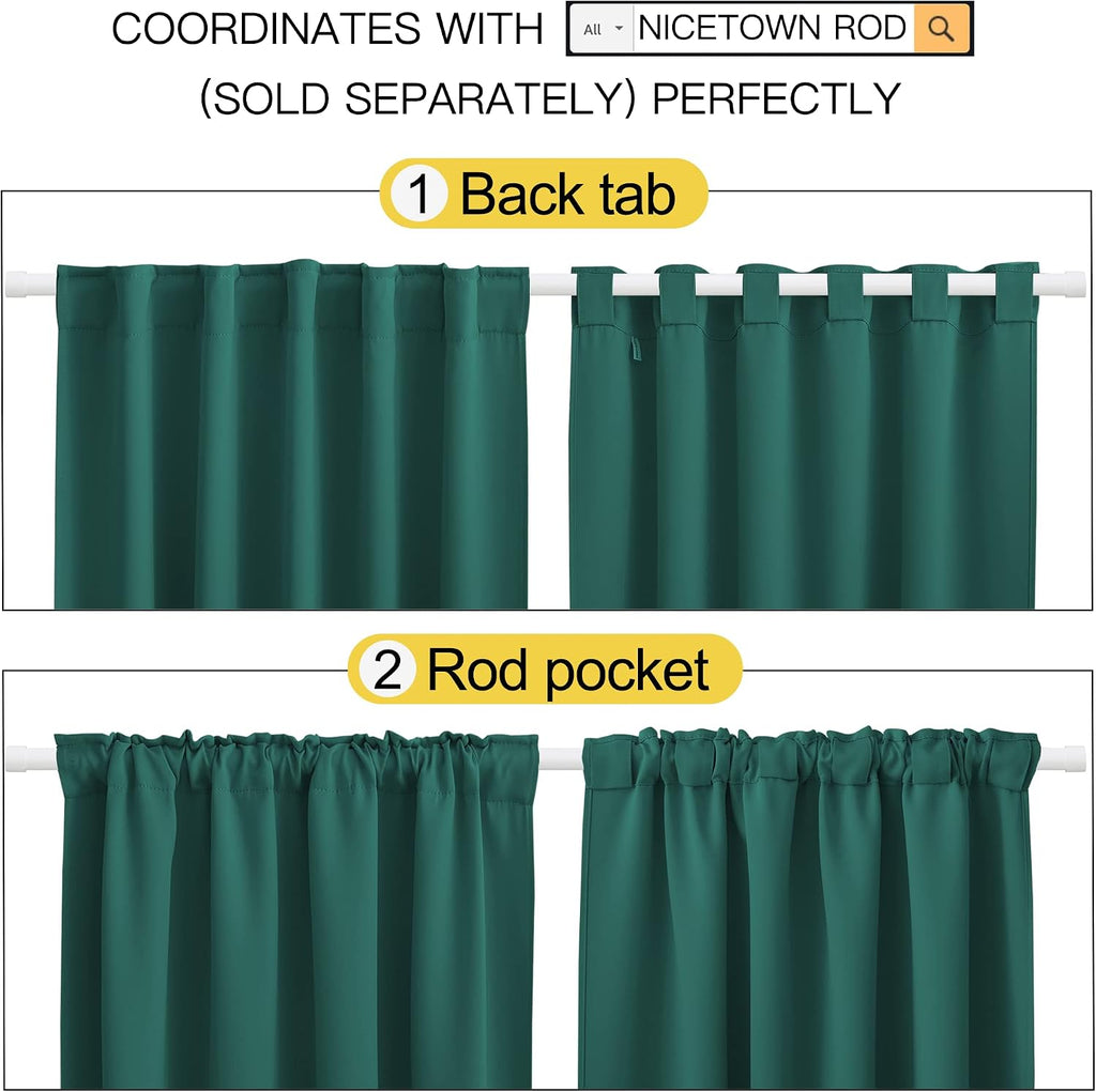 NICETOWN Blackout Window Curtains for Camper - (Hunter Green Color) 42x40 Inch, 2 Panels Set, Thermal Insulated Room Darkening Blackout…