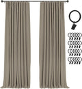 INOVADAY 100% Blackout Curtains for Bedroom, Black Out Curtains 84 Inch Long, Clip Rings Linen Blackout Drapes, Thermal Insulated Room…