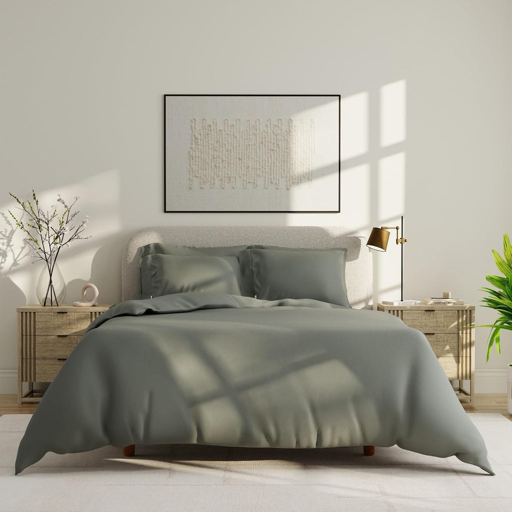 QuickZip Sateen Pillow Case Standard/Queen Size (20” X 32”) Pillowcases, Set of 2, 100% Cotton Pillow Covers with Envelope Closure, Slate…