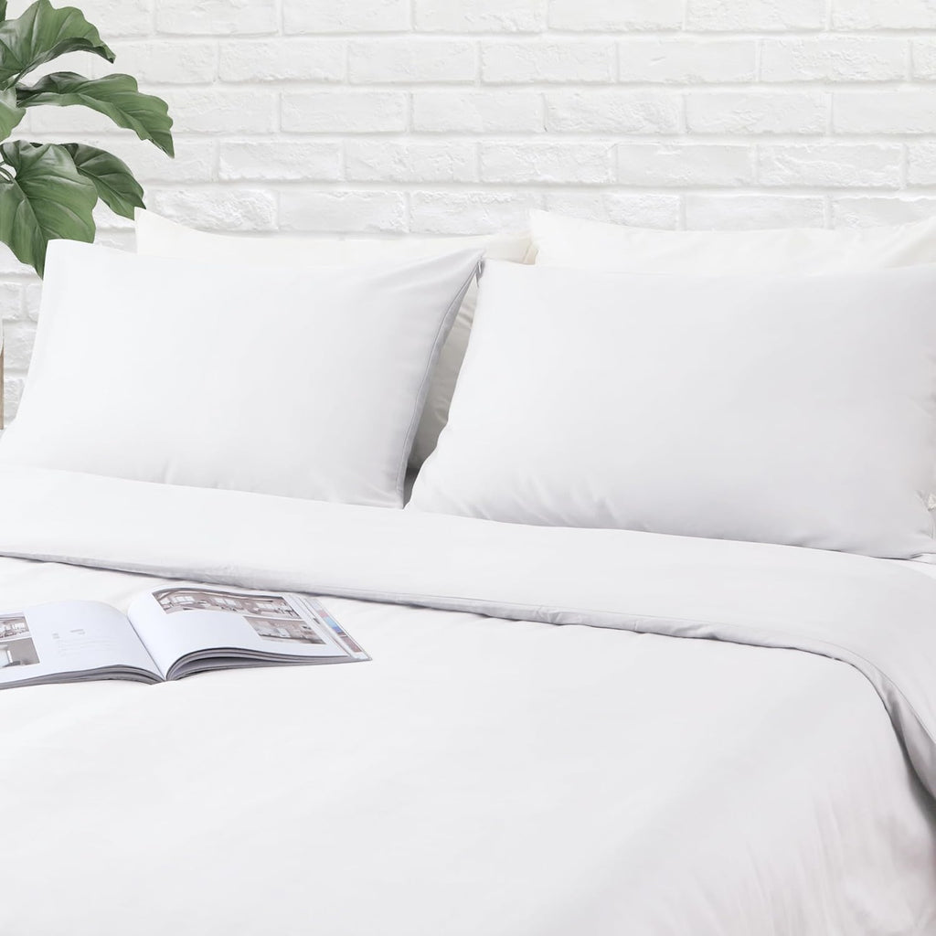 ZaizaiHome Standard Pillow Protector Set of 2, 100% Egyptian Cotton Pillow Cases with Zipper 400 Thread Count Sateen Weave Cotton White Pil…
