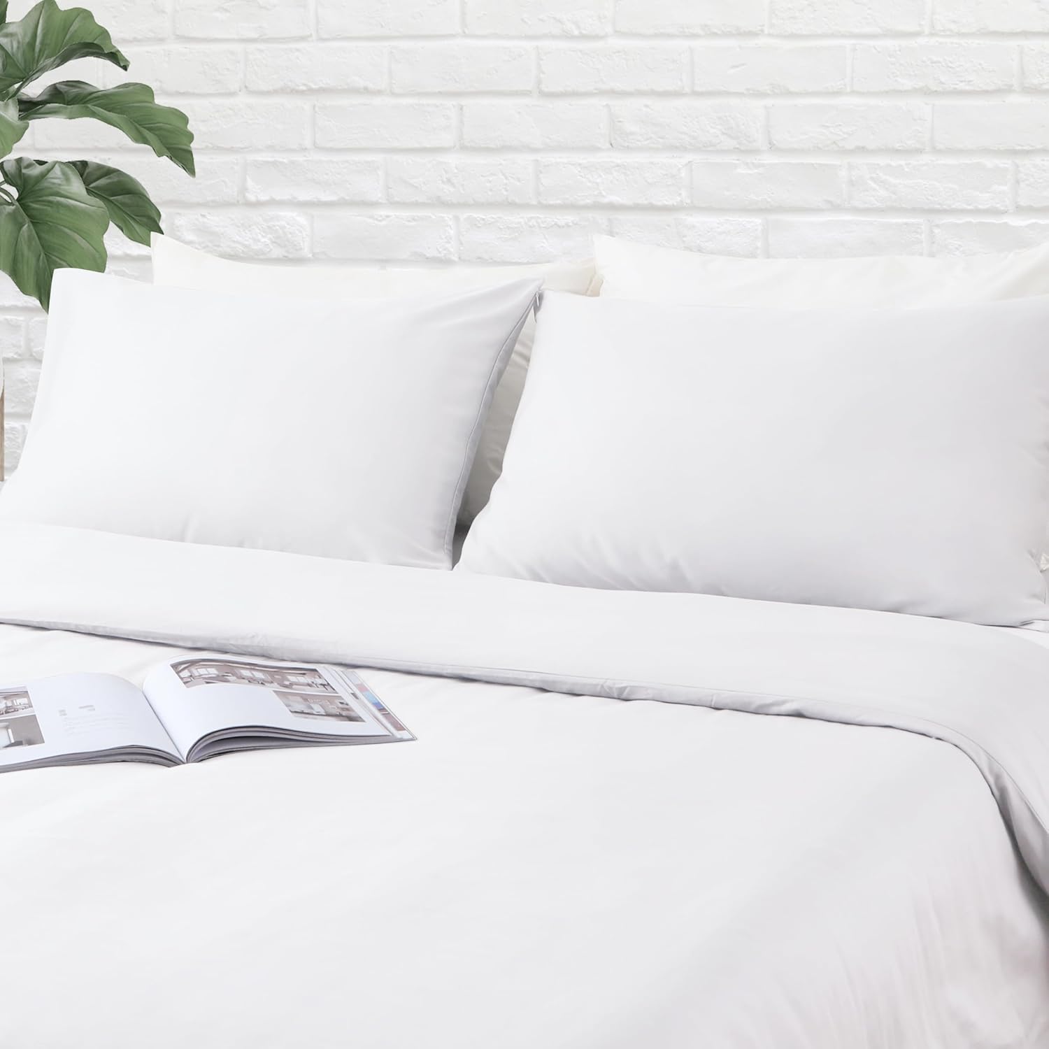 ZaizaiHome Standard Pillow Protector Set of 2, 100% Egyptian Cotton Pillow Cases with Zipper 400 Thread Count Sateen Weave Cotton White Pil…