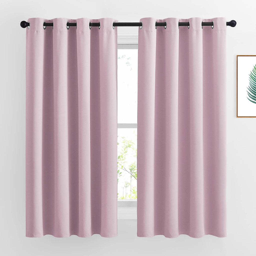 Nicetown Blackout Curtains for Girls Room - Thermal Insulated Solid Grommet Room Darkening Panels/Drapes for Girl's Bedroom (Lavender Pink=…