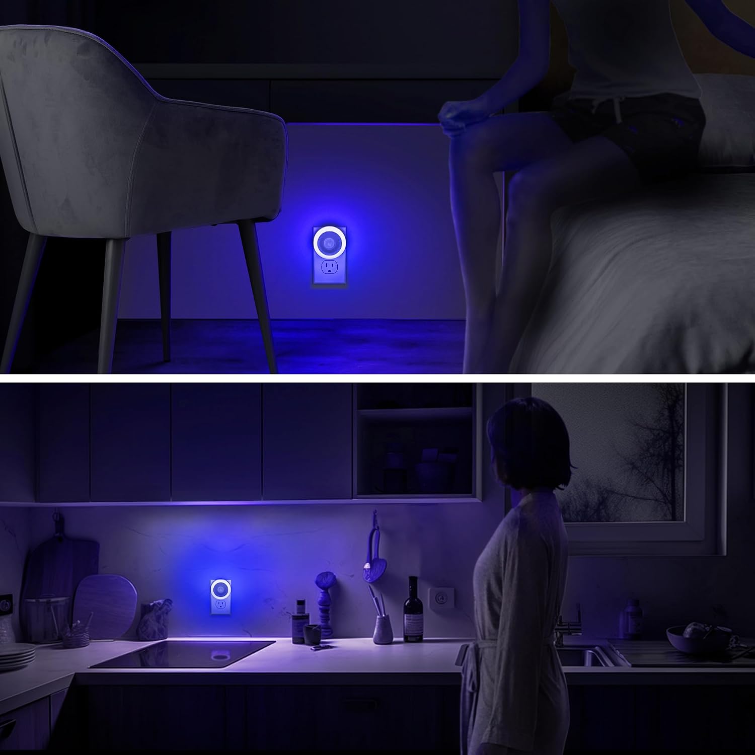 Briignite Motion Sensor Night Light Blue, [2 Pack] Night Lights Plug into Wall, Auto On/Off Motion Activation Nightlight, Energy-Saving…