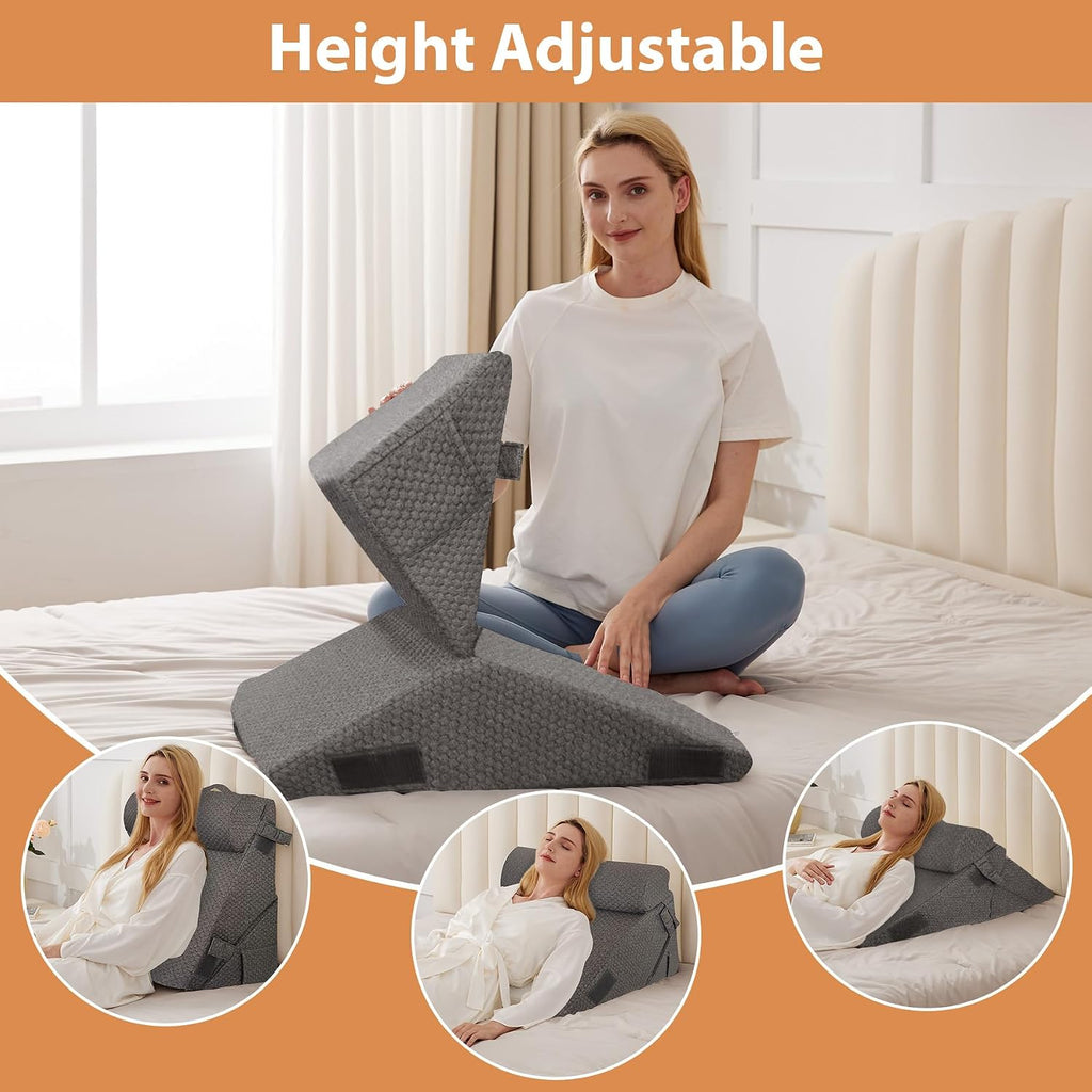 EnjoyaBetterLifeFromHere BIEEZZK Orthopedic Bed Wedge Pillow Set 3Pcs, Adjustable Memory Foam, Pillow Wedge for Post Surgery, Back, Triang…