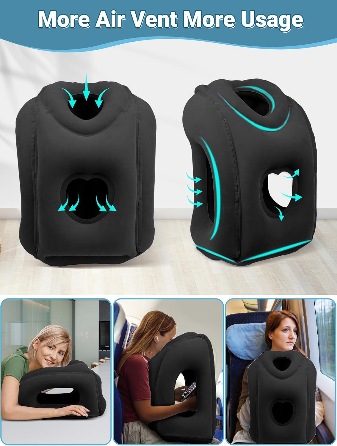 Maliton Inflatable Travel Pillow for Airplane Comfortable Sleeping to Relieve Neck and Shoulder Pain, Support Head Inflatable Pillow for…