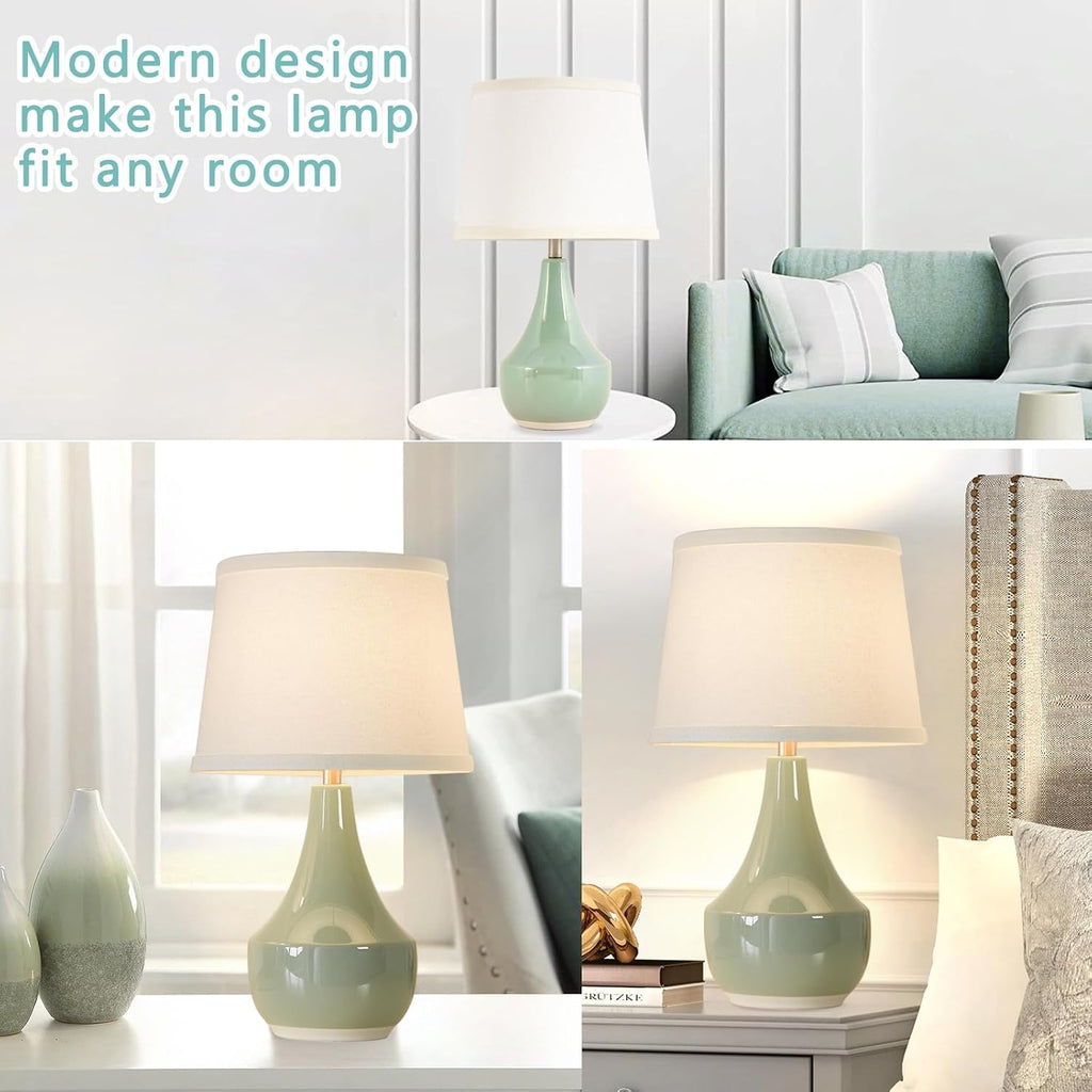 GyroVu 18" Table Lamp Set of 2, Ceramic Table Lamp Classic Beside Lamps Nightstand Lamp Modern Lamp for Living Room, Bedroom & Office…