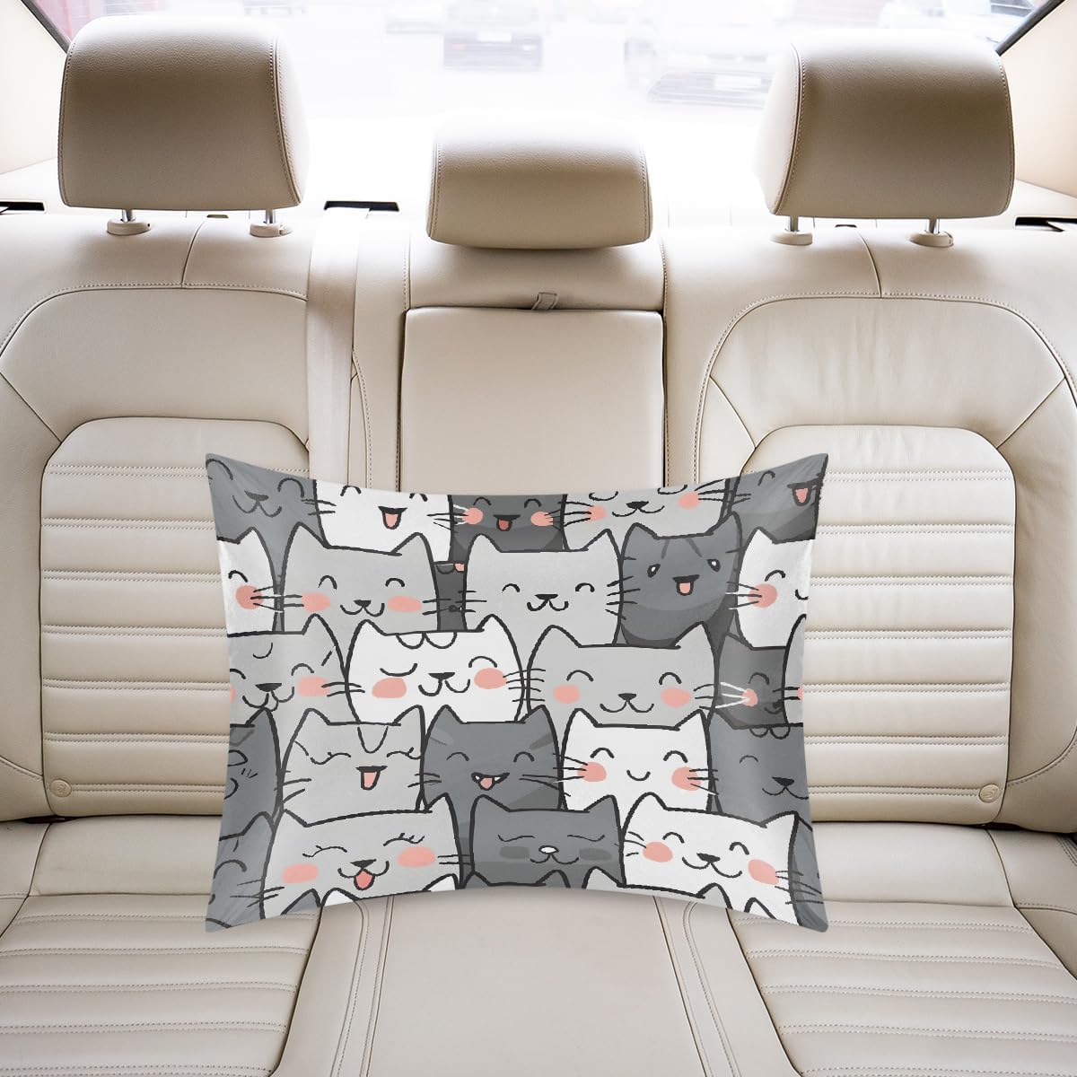 Satin Pillowcase for Hair and Skin Cute Cat Kitten Soft Silk Pillow Case with Envelope Closure Cooling Pillow Cases Slip Standard Size…