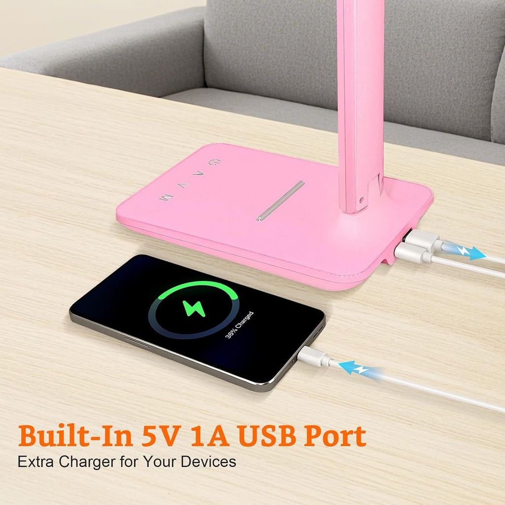 karidi LED Desk Lamp Dimmable Table Lamp with USB Charging Port, 5 Lighting Modes, Sensitive Control, Foldable Portable Desk Light for…