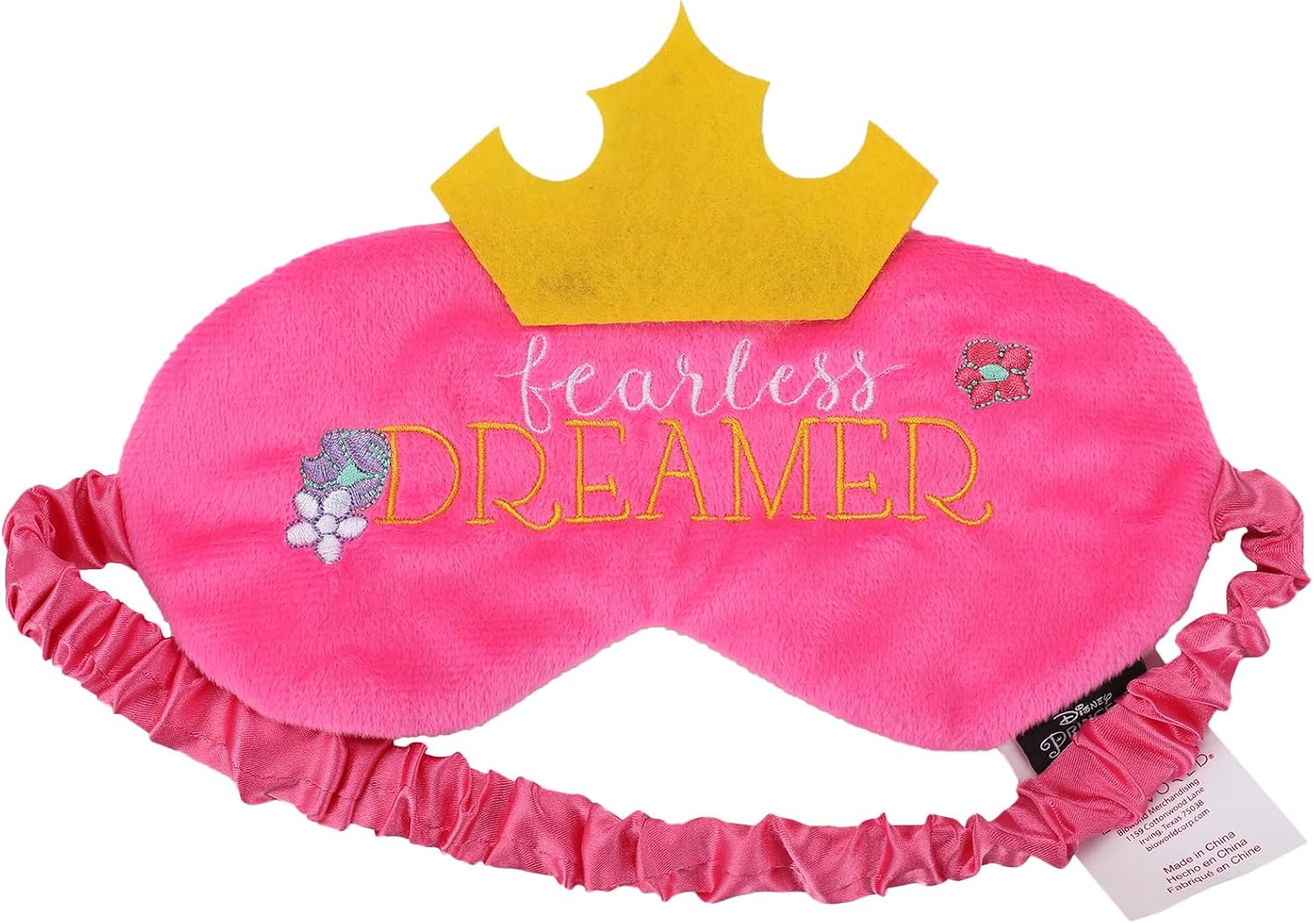 Bioworld Disney Princess 3-Piece Neck Pillow Travel Set with Eye Mask & Luggage Tag plastic Pink
