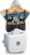 Rustic Woodland Deer Plug in Star Night Light, Night Light with Sensor for Kids Nursery Bedroom, Decorative Soft Glow Lamp for Hallway…