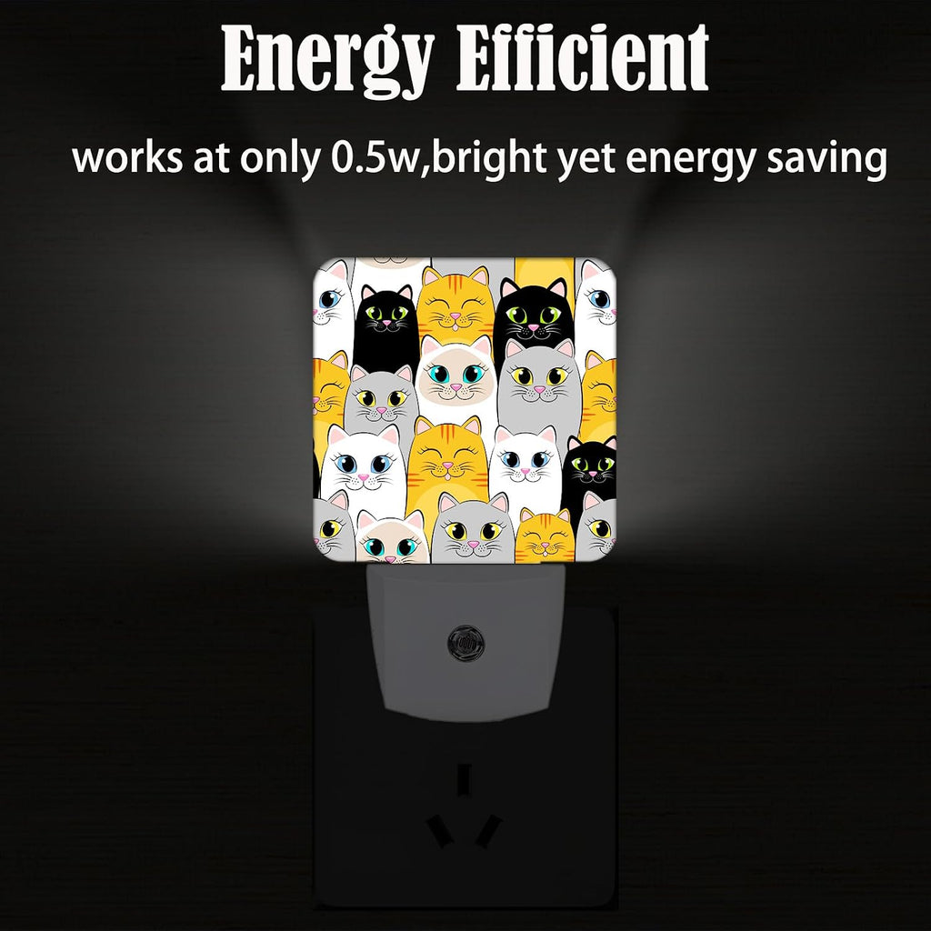 Cats Night Light, Plug Into Wall Decor for Stairway, Hallway, Kitchen, Dusk to Dawn Sensor Nightlights for Boys/Girls/Women/Men Room Gifts