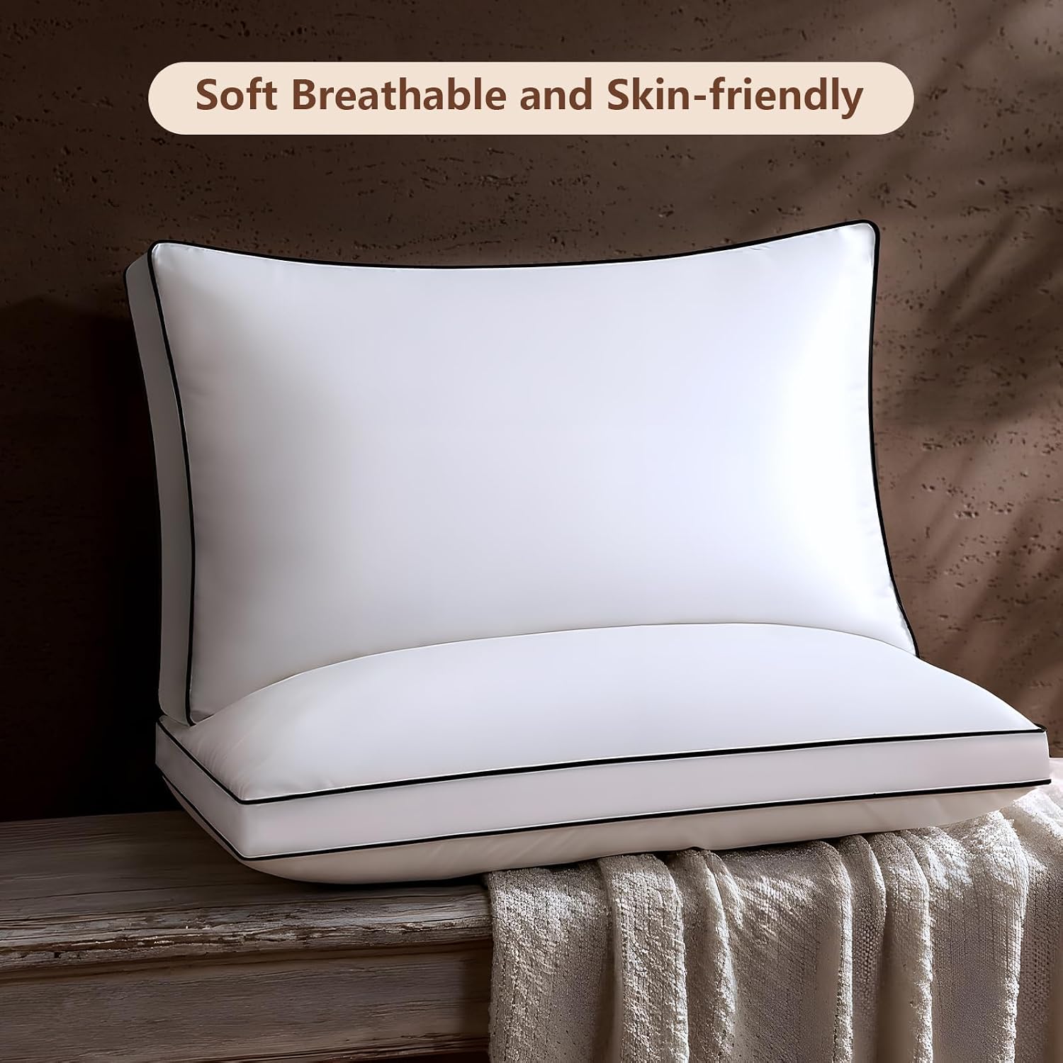 Sanivosily Feather Down Pillows King Size Set of 2 Pack, Luxury Hotel Collection Bed Pillows for Sleeping, Fluffy Soft Medium Firm Do…