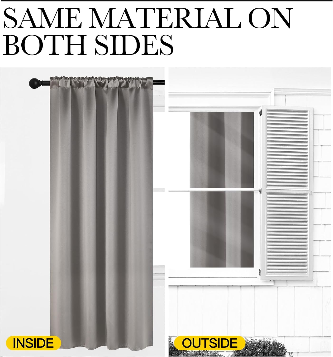 NICETOWN Room Darkening Cafe Satin Curtains for Small Windows, 42" Wide by 63" Long, 2 Panels, Chrome Gray, Rod Pocket Privacy Blackout…