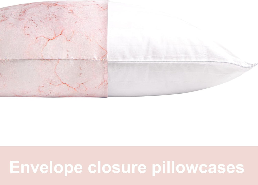 Ntbay 2 Pack Satin Queen Pillowcases for Hair and Skin, Luxurious and Silky Marbling Printed Pillow Cases with Envelope Closure, 20x30 Inch…