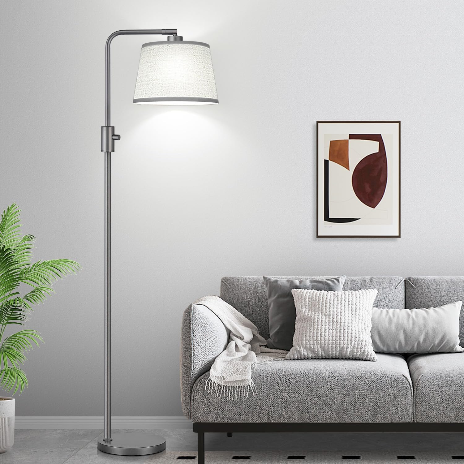 Upgraded】 Dimmable Floor Lamp, 1000 Lumens LED Edison Bulb Included, Arc Floor Lamps for Living Room Modern Standing Lamp with Linen…