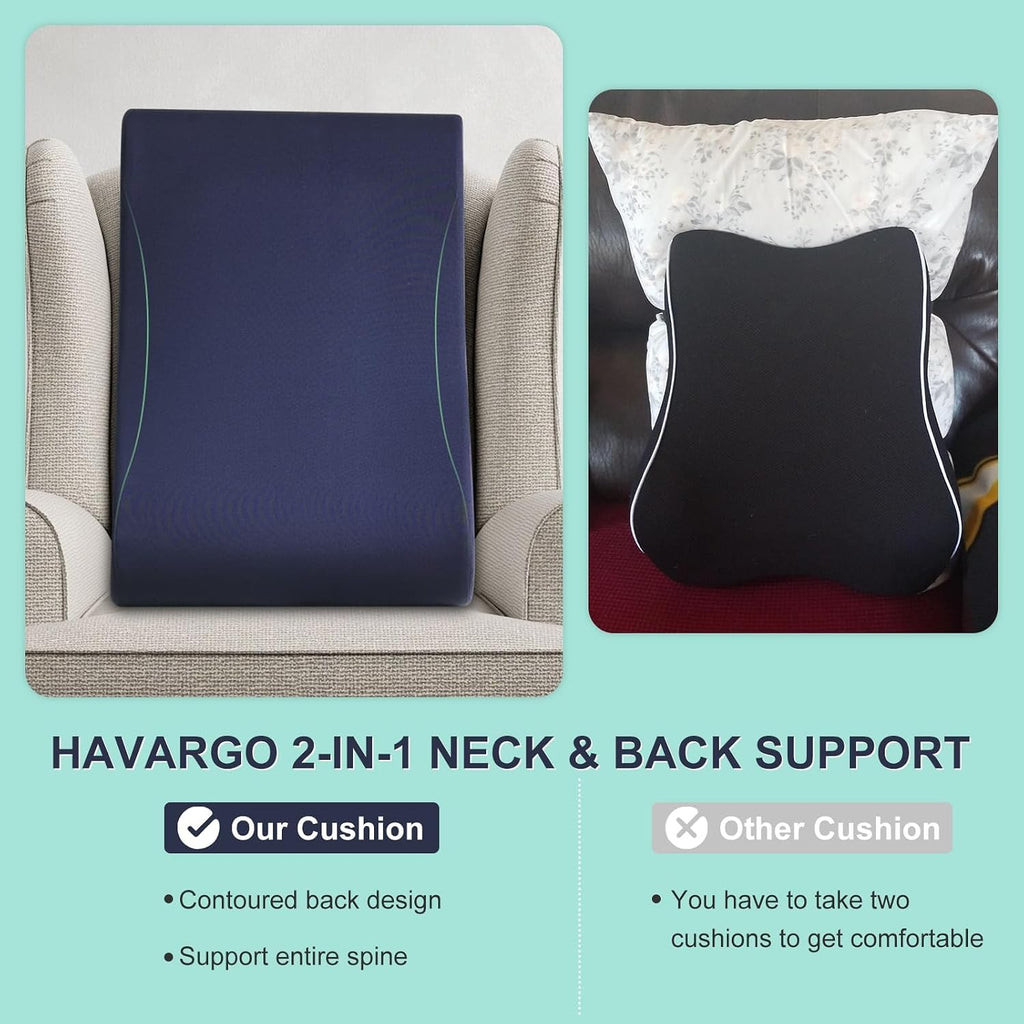 2-in-1 Neck Pillow Lumbar Support Pillow for Recliner Couch& Glider Chair - High Resilient Foam Ergonomic Back Support for High-Back…