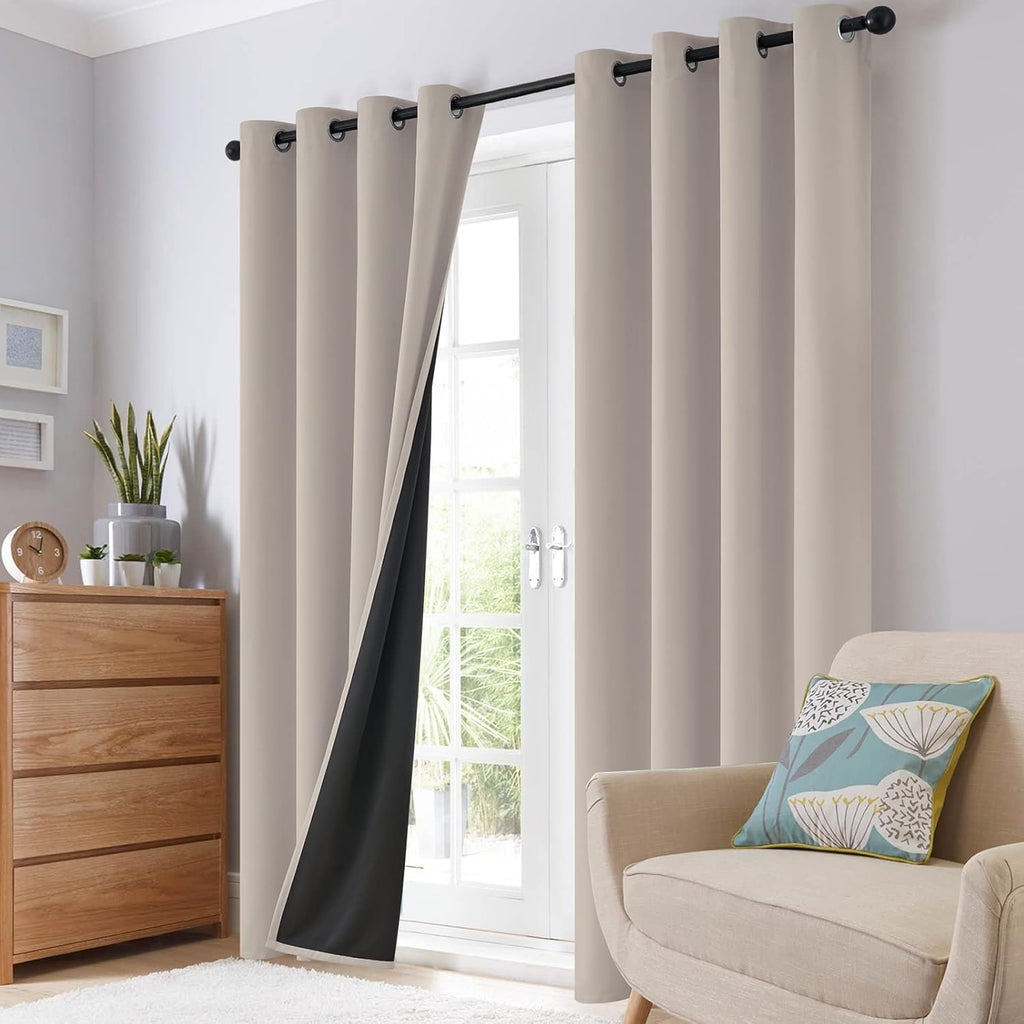 SimpleHome 100% Blackout Curtains for Bedroom, Thermal Insulated Natural Grommet Window Drapes Room Darkening Curtains for Living Room with…