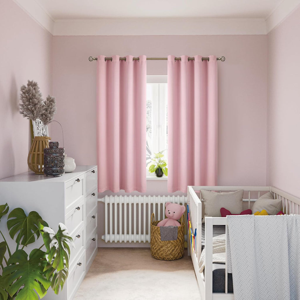 BGment Baby Pink 100% Blackout Curtains for Nursery Bedroom 63 Inch Length 2 Panels, Thermal Insulated Full Light Blocking Grommet Noise Ca…