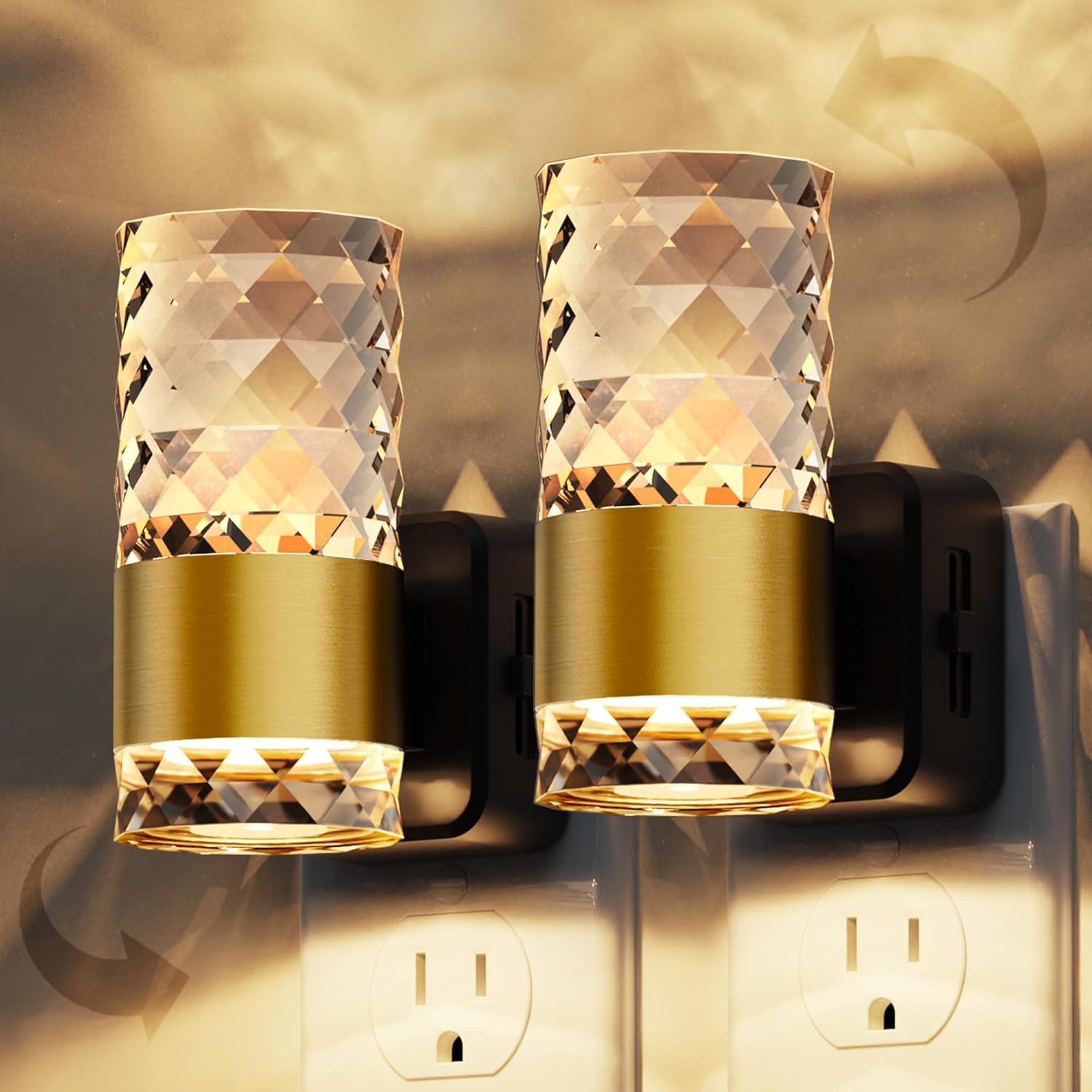 L LOHAS LED Night Light, Modern Night Lights Plug into Wall, 2 Pack 3000K Soft Warm 0-100LM Adjustable Nightlights, Automatic Nightlights…