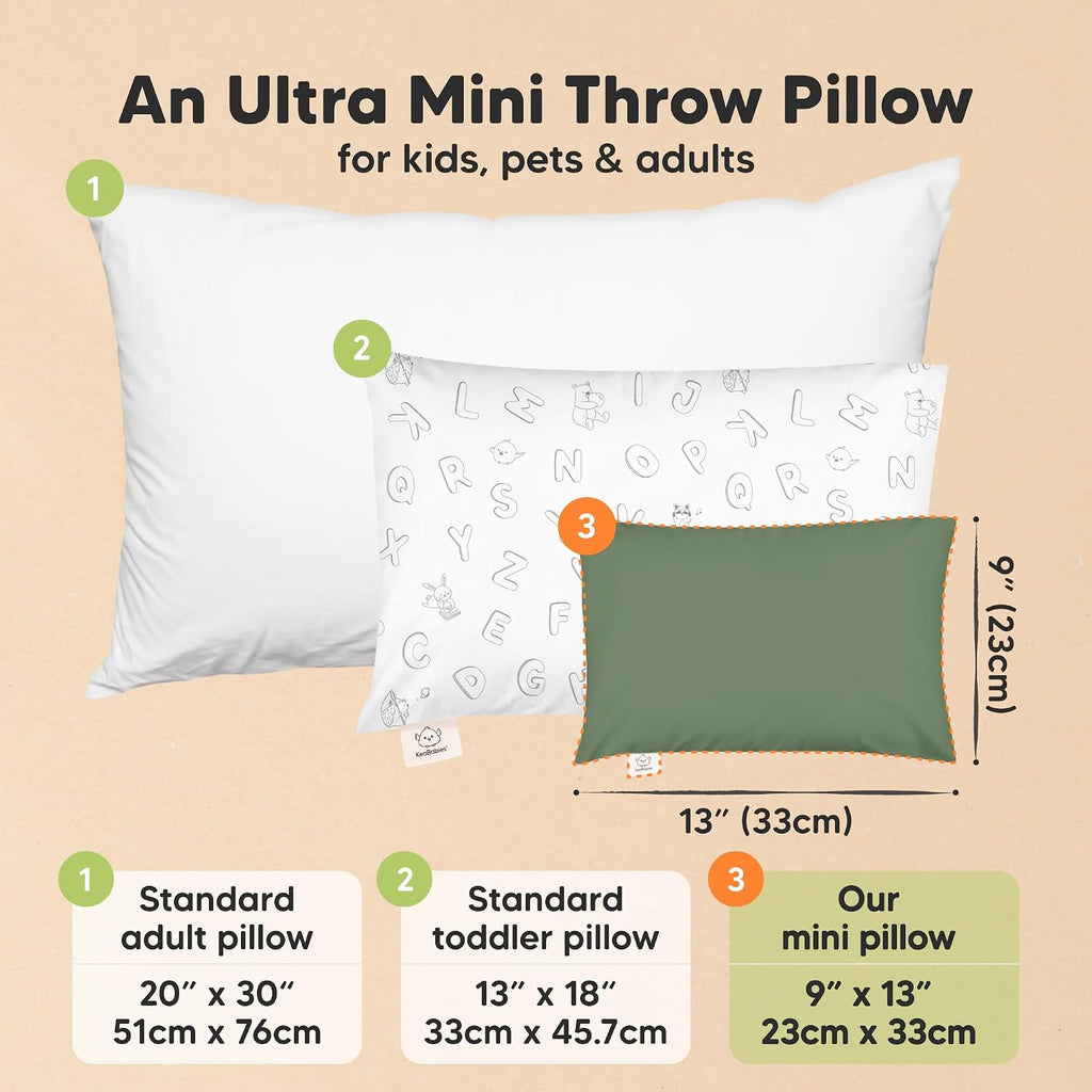 Mini Toddler Pillow with Pillowcase - 9x13 My Little Dreamy Travel Kids Pillow for Sleeping, Toddler Bed, Small, Tiny, Organic Cotton…