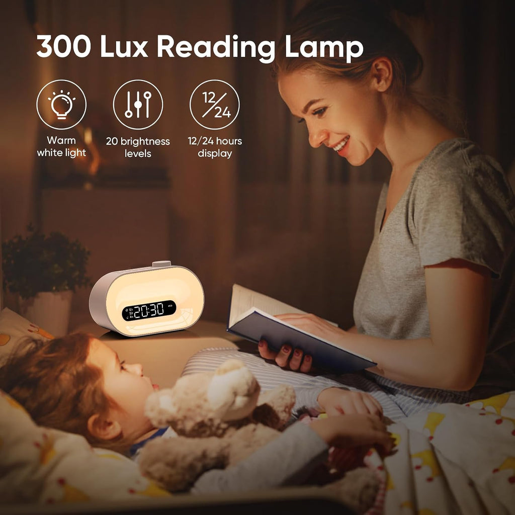 Apuzom White Noise Sound Machine & Sunrise Alarm Clock, 30 Sleep Sounds, 14 Night Lights, 0-100% Dimmer, Dual Alarm, Sleep Timer, Dimmable…