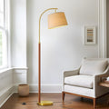 G-SAFAVA Real Wood Floor Lamps for Living Room Bedroom, 62.5" Mid Century Modern Lamp Gold Standing Tall Arc Lamps with Foot Switch…