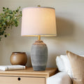 USumkky 24.5" Vintage Ceramic Table Lamp with 5FT Cord, Single Farmhouse Rustic Bedside Lamp with Natural Textured Finish, Nightstand…