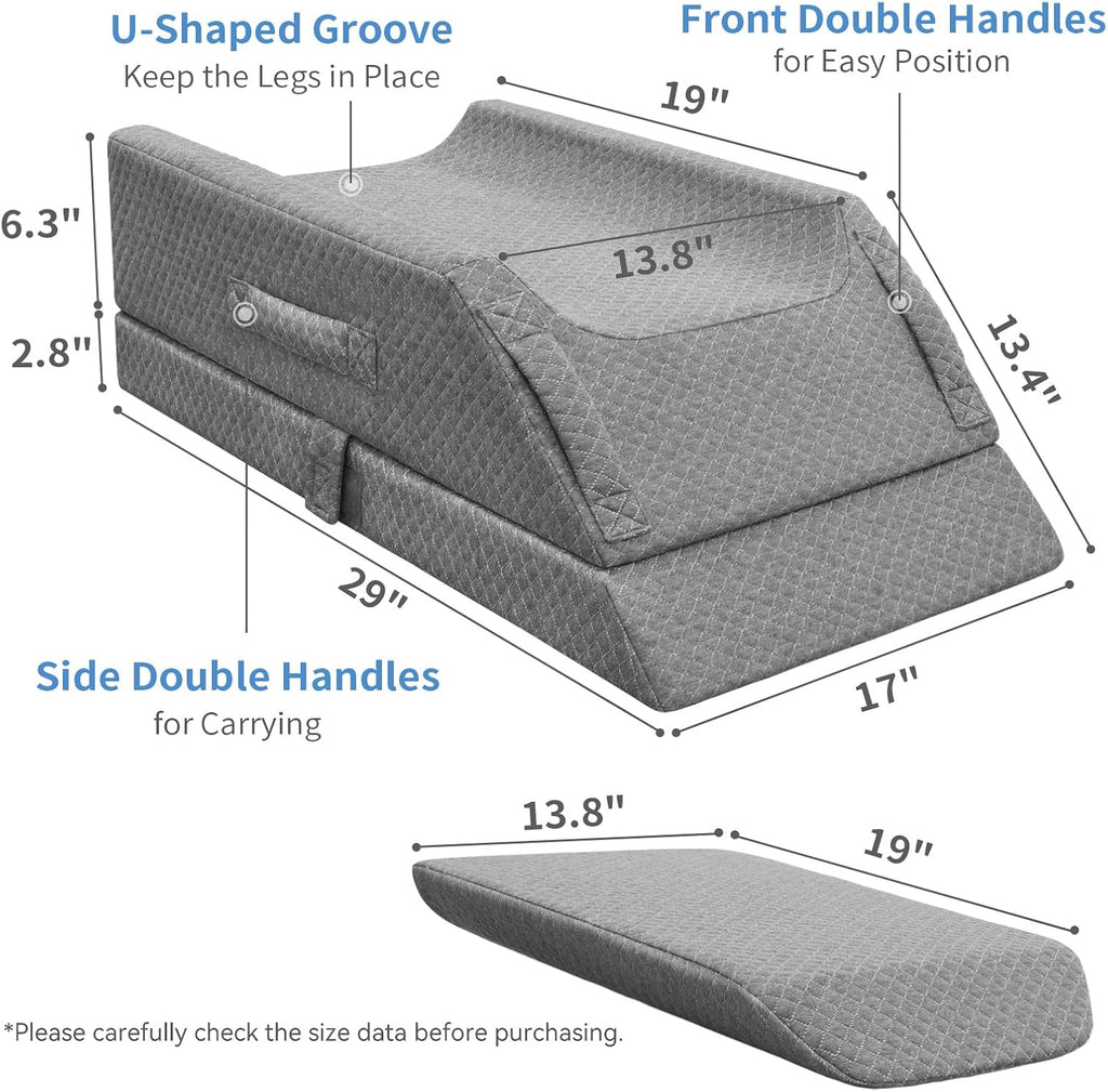 KingPavonini Adjustable Leg Elevation Pillows for Swelling After Surgery, Cooling Memory Foam Leg Wedge Pillow for Blood Circulation, Wedge…