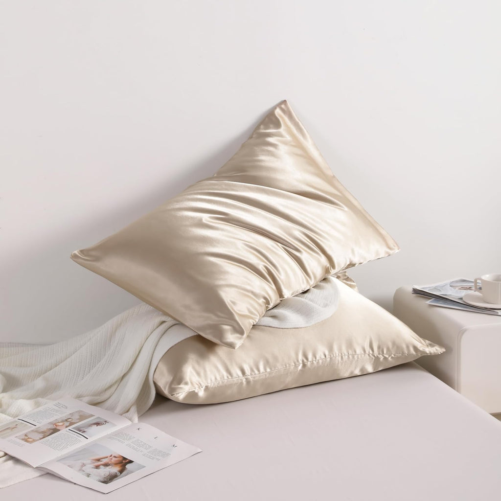 Ntbay 12 Pack Satin Standard Pillowcases for Hair and Skin, Luxurious and Silky Pillow Cases with Envelope Closure, 20 x 26 Inches, Taupe 1…