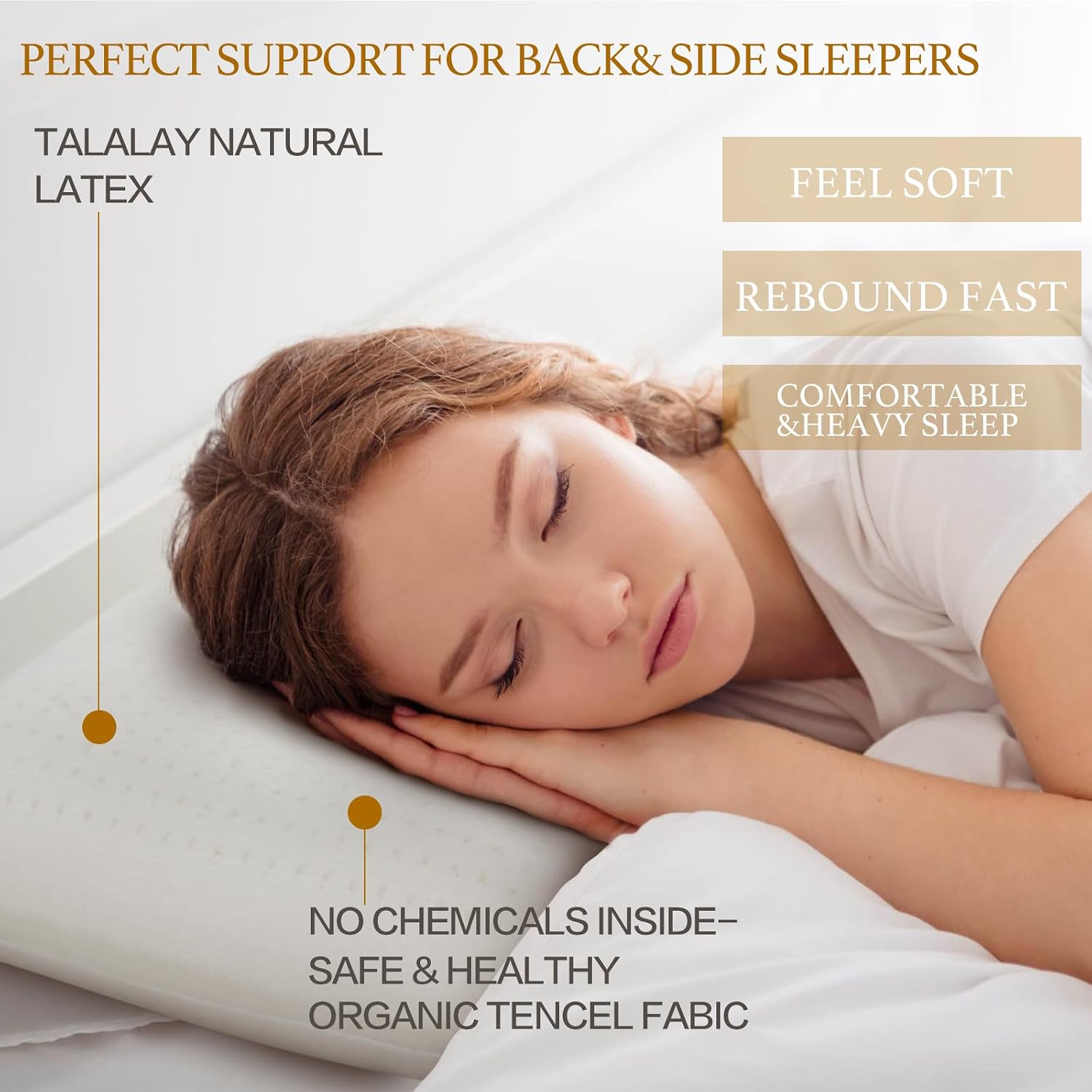 Talalay 100% Natural Premium Latex Pillow, Bed Pillow for Sleeping with Removable Cotton Cover, Helps Relieve Pressure, Breathable…