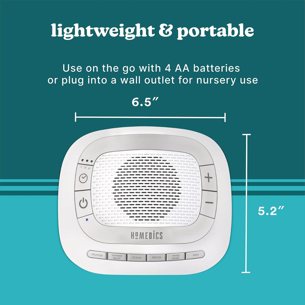 Homedics SoundSleep Rejuvenate White Noise Sleep Machine, Small Travel Sound Machine with 6 Relaxing Nature Sounds, Portable Sound…