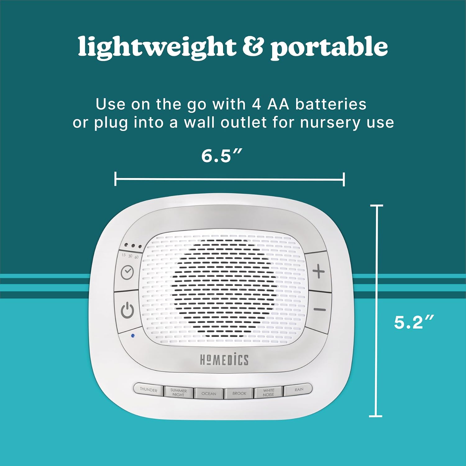 Homedics SoundSleep Rejuvenate White Noise Sleep Machine, Small Travel Sound Machine with 6 Relaxing Nature Sounds, Portable Sound…