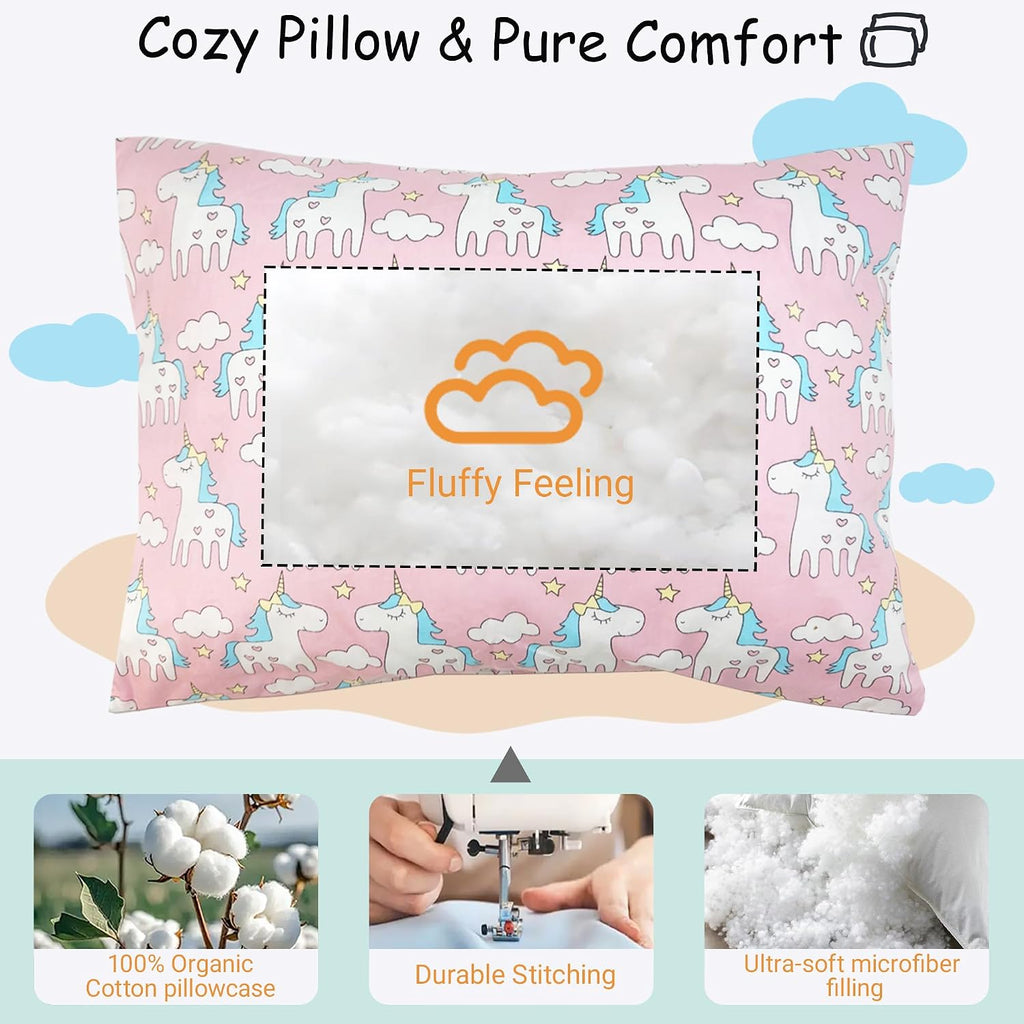 ZPECC-ABrandThatHasBeenFocusedOnBeddingFor20Years ZPECC Toddler Pillow with Pillowcase 2 Pack - 13x18 Organic Cotton Hypoallergenic Kids Pi…
