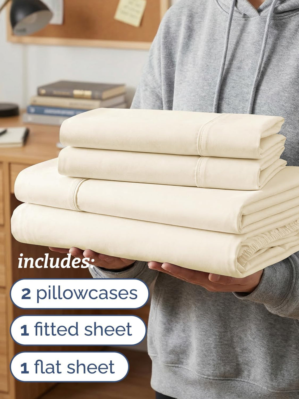 Twin XL 4 Piece Sheet Set - Comfy Breathable & Cooling - Hotel Luxury Bedding for Women, Men, Kids, Teens & Children - 1 Flat & 1 Fitted…