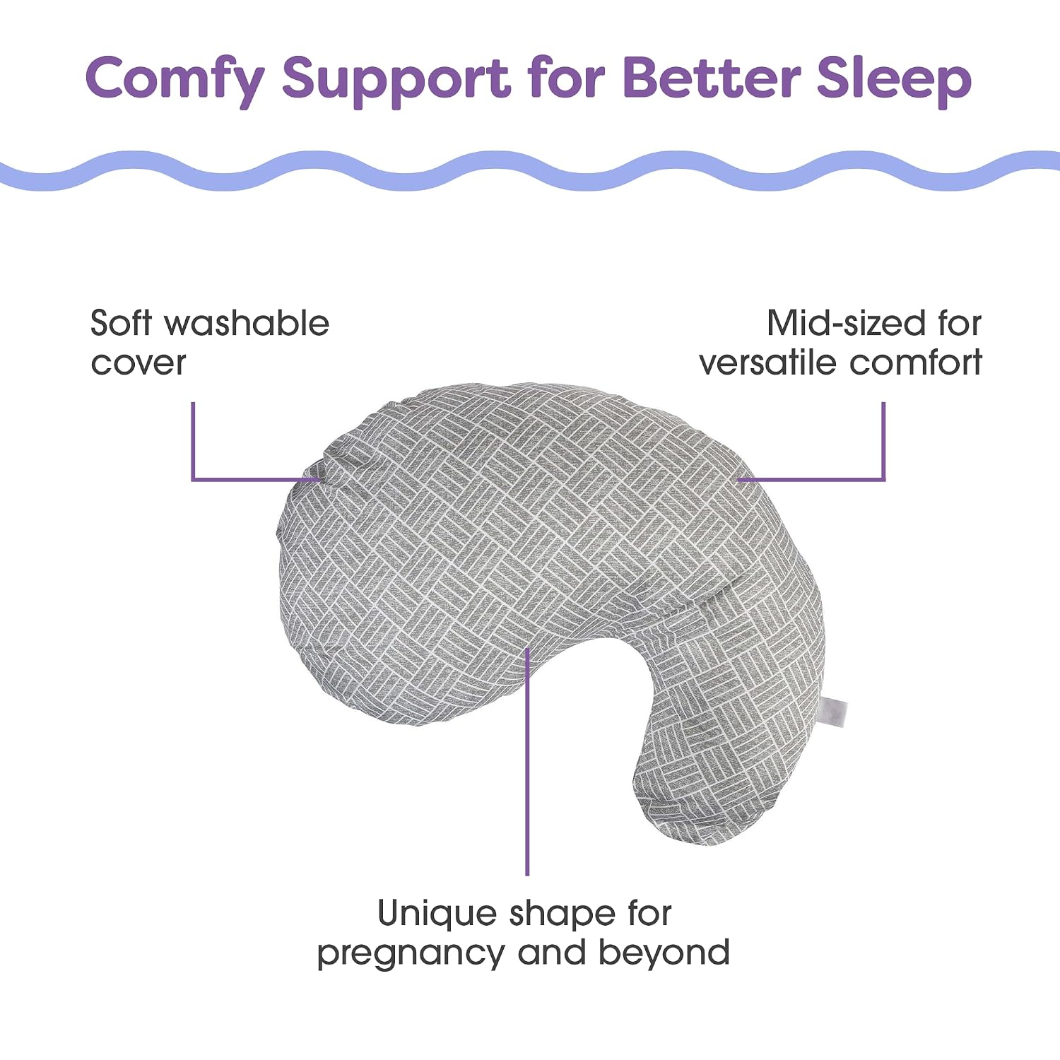 Boppy Cuddle Pregnancy Pillow - Compact Ergonomic Maternity Pillow, Versatile Support, Great Side Sleeper Pillow, Washable, with Cooling…