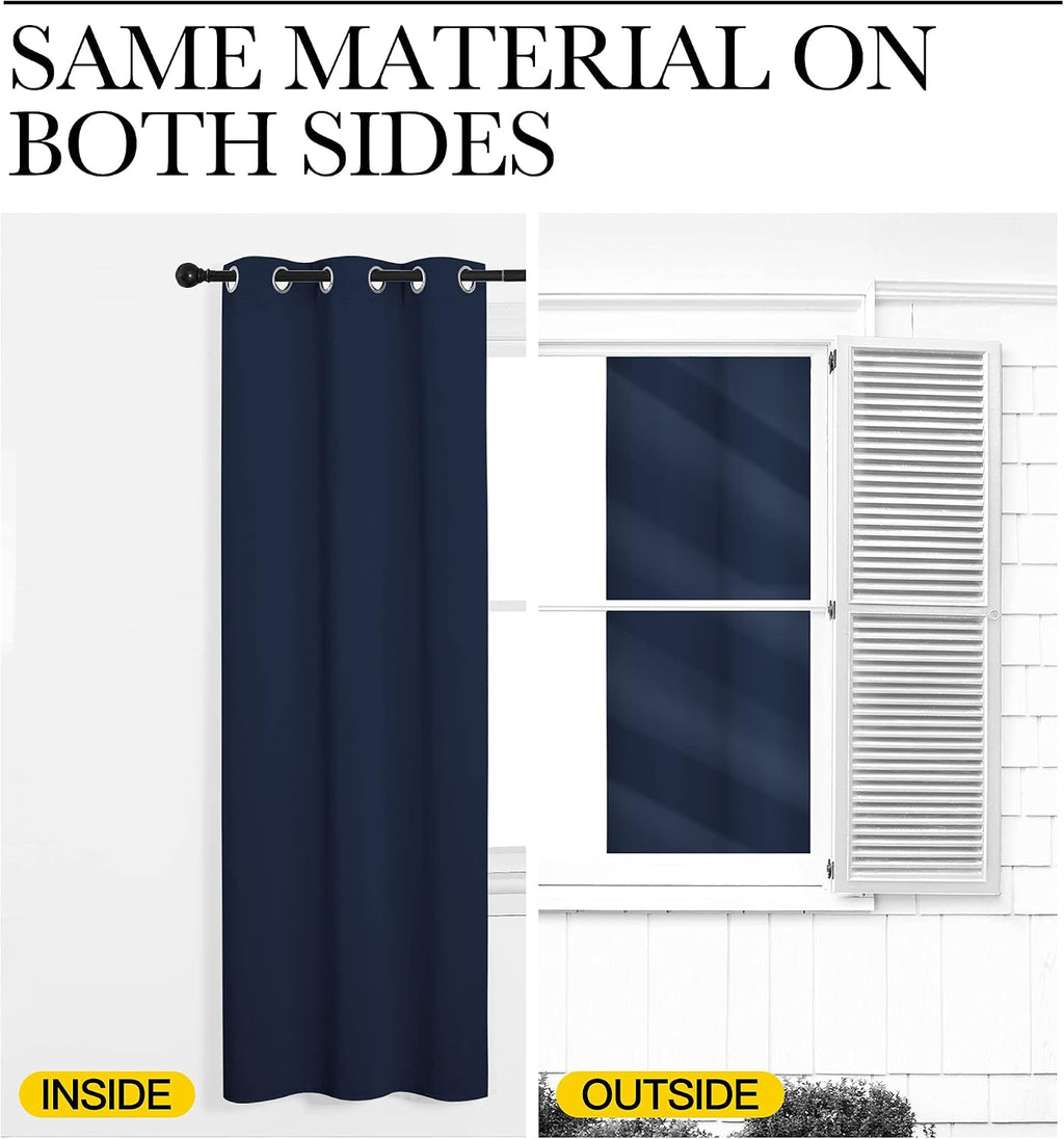 NICETOWN Blackout Curtain Panels, Window Treatment Energy Saving Thermal Insulated Solid Grommet Blackout Drapes/Draperies (Navy, 1 Pair…
