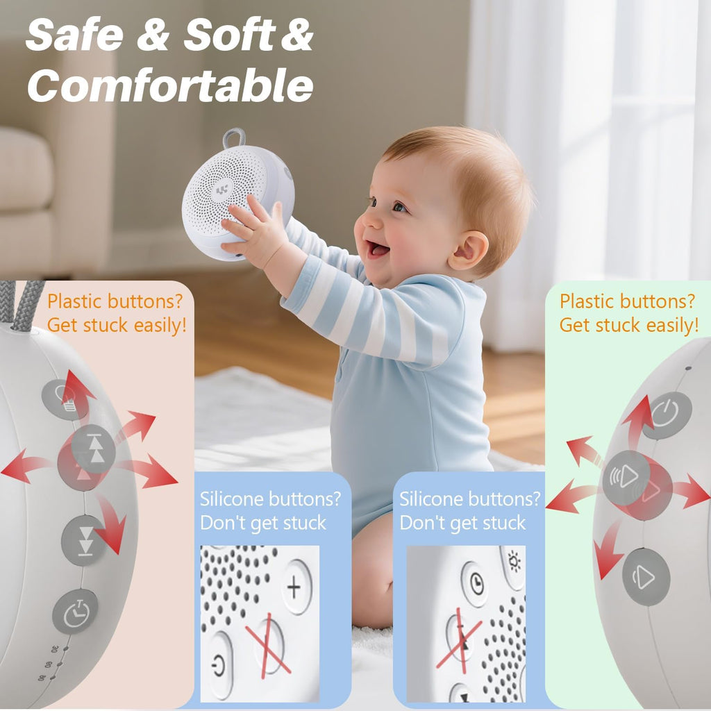 WorWoder White Noise Machine - Portable Sound Machine for Baby Adult, 20 Non-looping Soothing Sound, Noise Canceling for Sleeping, Sound Th…
