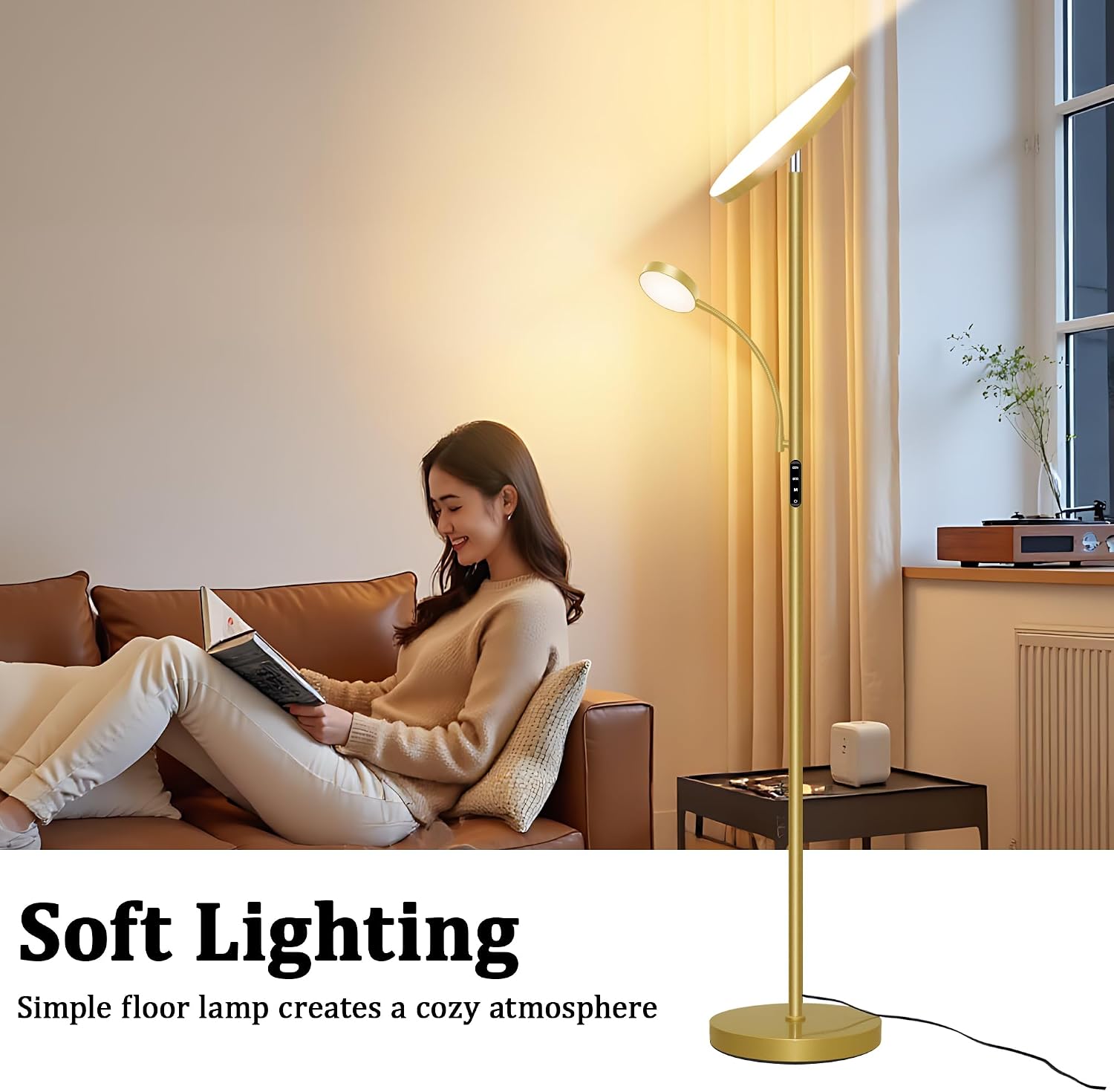 Floor Lamp-42W/4200LM Super Bright Floor Lamp, Dimmable 2-in-1 LED Floor Lamp for Bedroom, Torchiere Floor Lamps with Remote & Touch…
