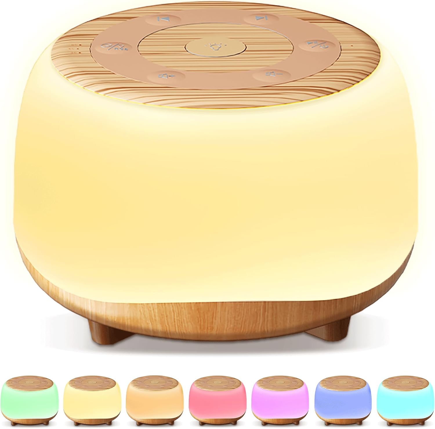 Heyaxa White Noise Sound Machine with 7 Colors Night Light 34 Soothing Sounds, Portable Sound Machine for Baby Adults Kids Sleep with 30 Vo…