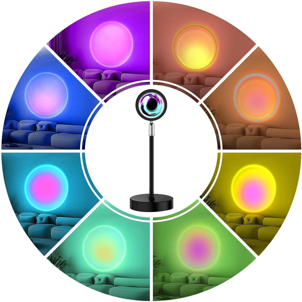 Sunset Lamp Projection, Sunset Night Light Rainbow Projector 180° 16 Color Changing 4 Modes, Vlog, Photography, Decorative, Party Decor…