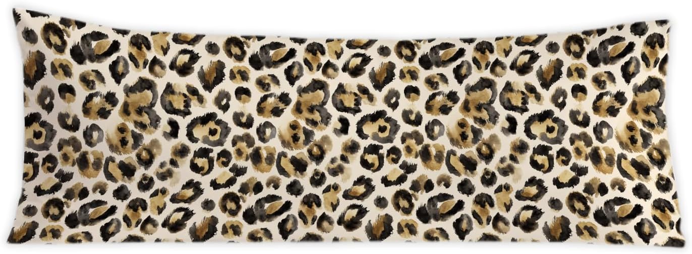 Black and Gold Leopard Print 20x54 Body Pillow Cover, Cheetah Print Room Decor, Funky Y2k Cheetah Print Decorative Long Body Pillow Cases…