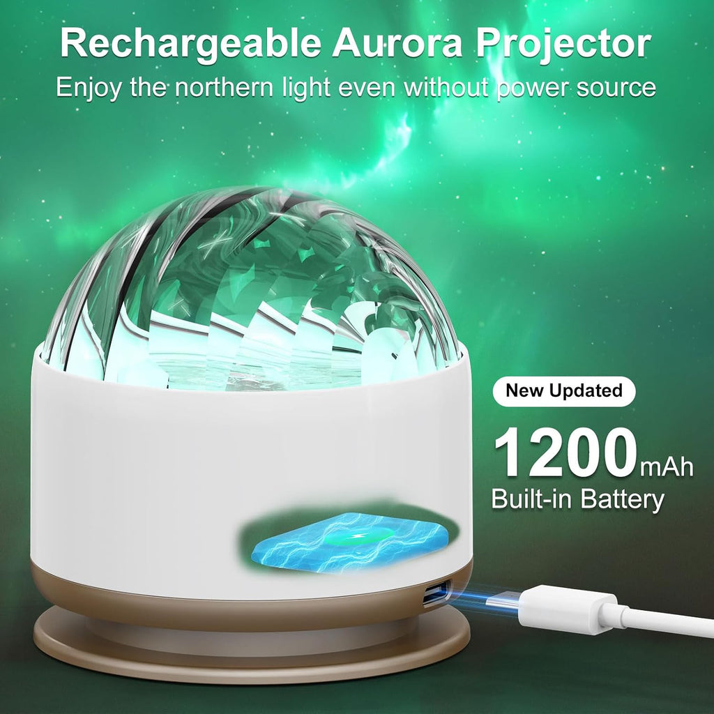 HUMIIEYE Northern Light Projector, Battery Operated Aurora Night Light, 16 Colors Galaxy Lamp Ocean Wave Ceiling Projector Mood Ambient…