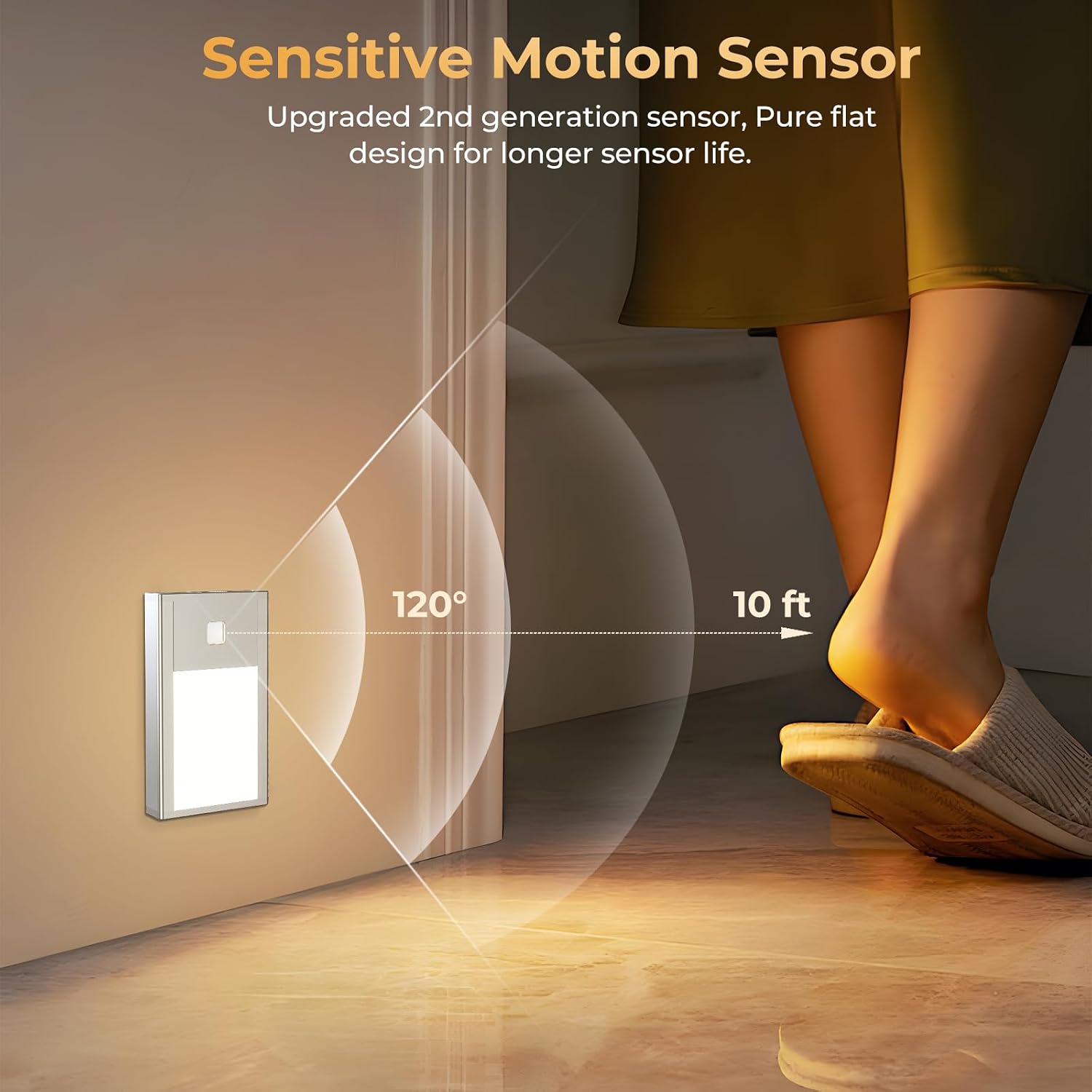 VST Motion Sensor Step Night Light, Rechargeable Battery Powered Stair Lights with Magnetic Suck Installation for Indoor Bedroom Hallway…