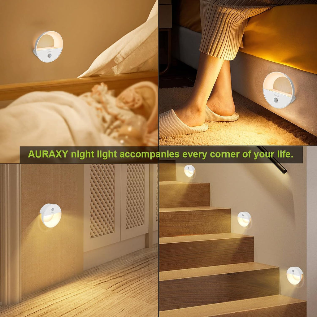 AURAXY Rechargeable Battery Night Light, Motion Sensor Night Light, LED Warm White Magnetic Stick-on Motion Sensored Hallway Light, with…