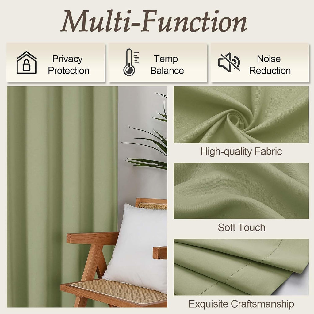 Gwine Blackout Curtains for Living Room 63 Inch Long, Thermal Insulated Window Treatment Black Out Curtains for Bedroom Decor with Rod…