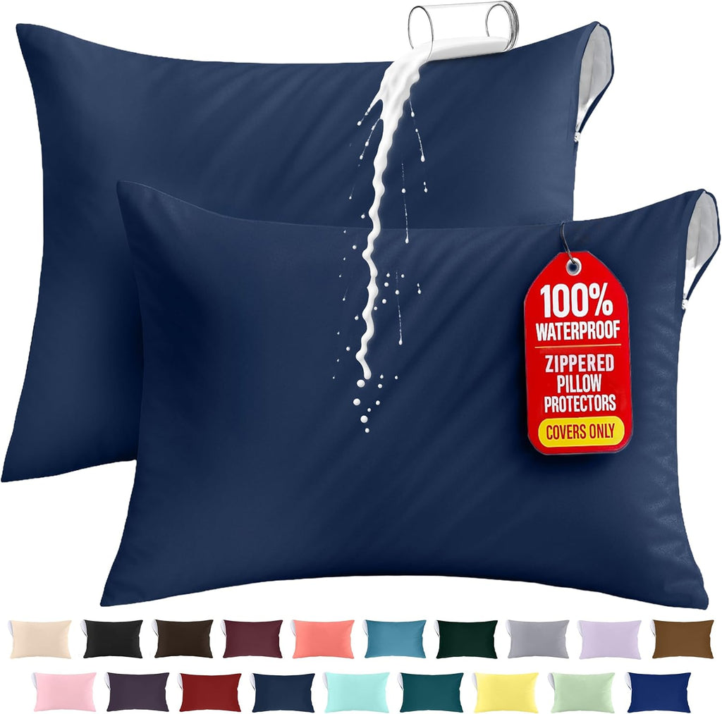 Utopiabedding Utopia Bedding 100% Waterproof Pillow Protectors with Zipper King Size (Set of 2), Bed Bug and Dust Mite Proof Zippered Pillo…