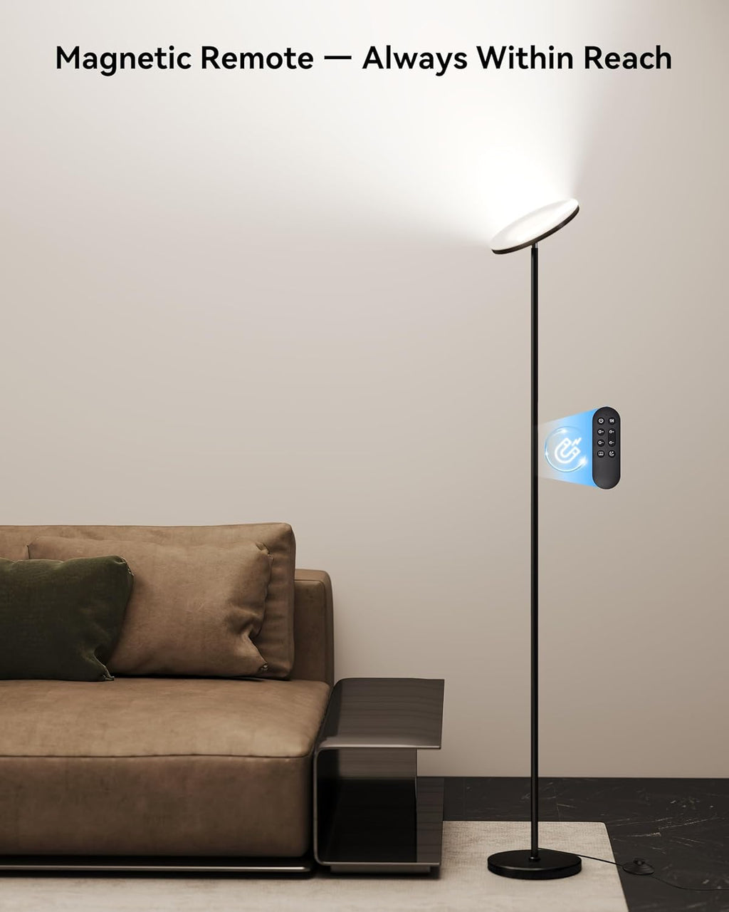 JOOFO LED Floor Lamp – Super Bright Torchiere with Remote & Foot Switch, Stepless Dimmable Tall Standing Lamp, 69" Modern Pole Light for…