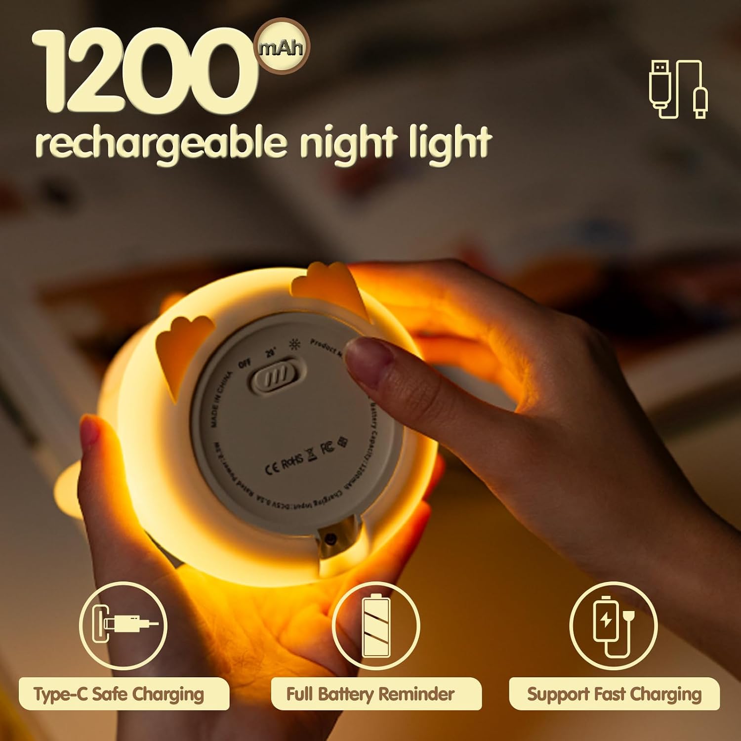 Atsuinightlight ATSUI Cute Capybara Night Light, LED Squishy Novelty Animal Lamp, Food Grade Silicone, 2 Level Dimmable, Breastfeeding Nurs…